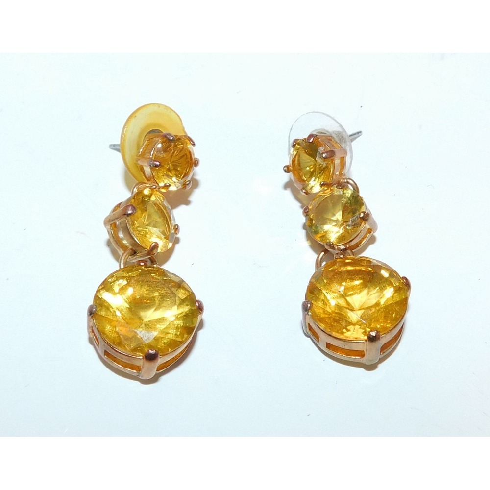 Graziano Yellow Topaz Gold Tone Drop‎ Earrings